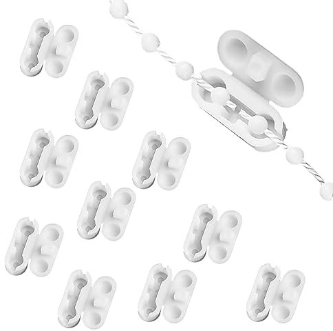 10PCS Roller Blind Chain Connectors Cord Clips, Replacement Plastic Blind Pull Cord Connector, Ball Chain Connector Fits 4.5mm Roller, Roman and Vertical Window Blinds