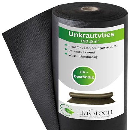 EraGreen Premium ogräsmattor 150 g/m² – 1,6 m x 10 m markväv, vattentät och UV-stabil – ogräsmatta perfekt för trädgård och rabatt – miljövänlig mulchfolie