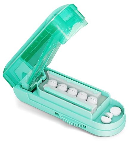 AQUASHIELDING Pillenschneider-Splitter zum Schneiden mehrerer Pillen, mehrere Pillenschneider für kleine oder große Pillen, Pillen mit genauer Pillenausrichtung und scharfer, sicherer Klinge,Green
