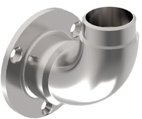 Anclaje de pared de 85 mm de diámetro, curvado, brida de pared para 42,4 x 2,0 mm, V2A mate cepillado, soporte para postes, acero inoxidable, soporte para barandillas, postes, 42,4, soporte de pared