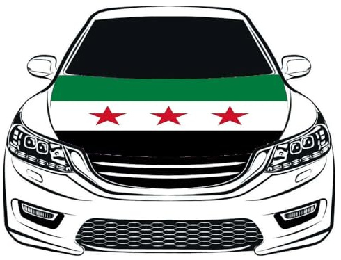 Modische Motorhaubenabdeckung Mit Syrischer Flagge – 3,3 X 5 Fuß Große, Elastische Polyesterstoffe Können Gewaschen Werden, Motorhaubenbanner Für Große Suvs Und Pickups, Flagge, Geeignet Für