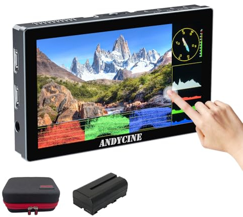 ANDYCINE X5 Moniteur d'appareil Photo Reflex numérique 14 cm 1200 nits avec boîtier en Aluminium, entrée et Sortie HDMI 4K avec LUT 3D Toutes Les Formes d'onde incluent Batterie, étui de Transport,