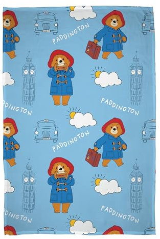 Character World Paddington Bear - Manta de Forro Polar con Licencia Oficial, diseño de Skyline London, Manta súper Suave y cálida, dormitorios de niños, Camping y Fiestas de Pijamas, tamaño 100 x 150