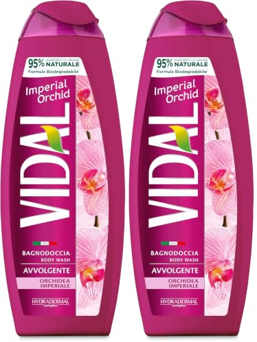 Vidal - Bagnoschiuma Orchidea Imperiale, Formula Avvolgente, Fragranza di Orchidea, Dermatologicamente Testato, 500ml (Confezione da 2)
