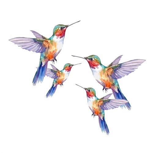Purple Hummingbird Vinyl Decals, Humming Bird Stickers for Laptops and Wall | Cover Marks, Opaque Finish, No White Edges, Weatherproof, UK Manufactured, Qty:4, Use on Bins, Cups, Suitcases and Phone