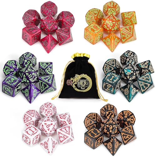 CiaraQ Polyhedral Dice Set - DND Role Playing Dice for Dungeons and Dragons RPG Table Games, Multi-Color, 42pcs