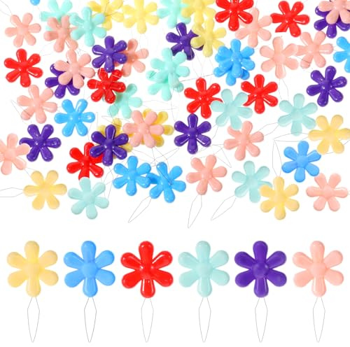 Yuomeaz 40 Pcs Needle Threaders, Plastic Needles Threaders for Sewing, Flower Shape Embroidery Needles Threader for Knitting