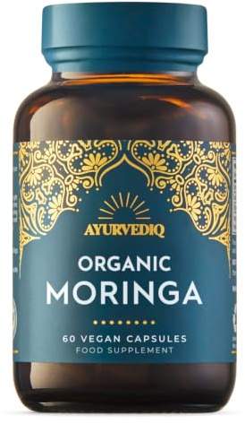 Ayurvediq Organic Moringa Oleifera Leaf Powder 500mg 60 Capsules