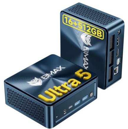 BMAX Mini PC Intel Core Ultra 5 115U,16GB DDR5, 512GB NVMe SSD, Win 11 Pro | 4K Triple Display HDMI/DP/Type-C | AI PC mit NPU | 2.5G LAN | WiFi 6 | BT, Mini Computer für Gaming/Office/Home/Kreative
