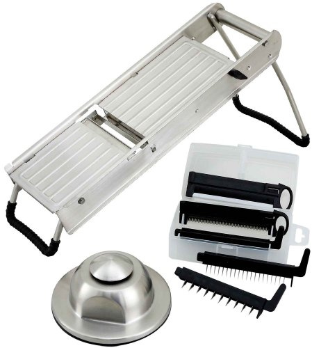 Winco Winware – acero inoxidable Mandolina Set con protector para la mano