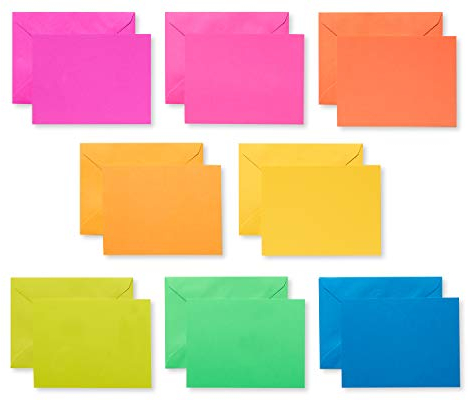 American Greetings Blanko-Karten mit Umschlägen, Neon-Regenbogenfarben, 100 Stück