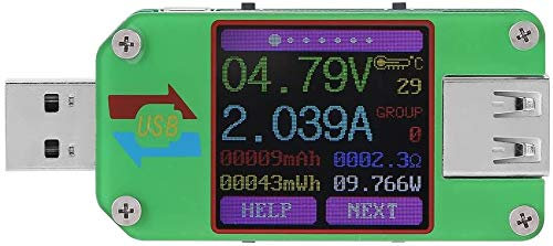 AiLi UM24C USB 2.0 Power Meter Tester USB Multimeter Farb-LCD-Display Spannung Strommesser Voltmeter Amperimetro Batterie Ladung Messen Kabel Widerstand mit Bluetooth