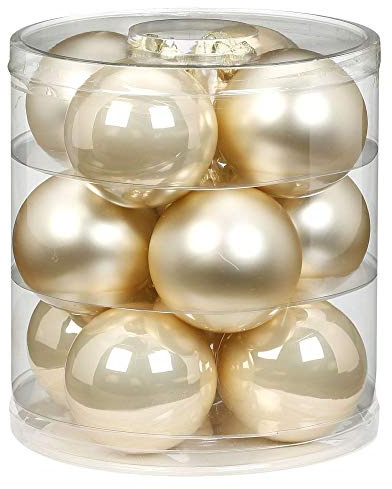 Magic Weihnachtskugeln Glas 8cm 12 STK. Christbaumkugeln (Perle - Champagner Opal/Matt)