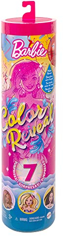 Barbie Color Reveal Doll with 7 Surprises: 4 Bags Contain Skirt, Shoes, Earrings & Brush; Water Reveals Confetti-Print; Look & Color Change on Hair & Face; Party Series