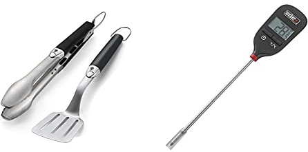 Weber 6645 - Kit 2 Accessori, Acciaio & 6750 - termometro Tascabile a Lettura istantanea, Nero, 3.2 x 10.8 x 5.0 cm