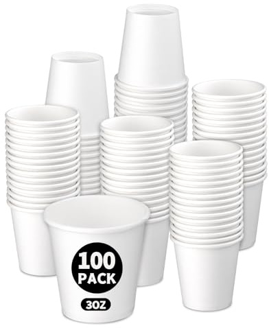 ENCHOL 100 Pack 3 oz Paper Cups, Disposable Bathroom Cups (White) | Disposable Espresso Cups, Paper Shot Cups, Small Mouthwash Cup, Mini Espresso Cup for Party, Picnic, Office, and Travel