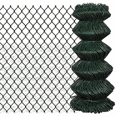 HOMIUSE Maschendrahtzaun Stahl 0,8x25 m Grün Gartenzaun Metall Drahtgitter Zaun für Hunde Gartenzaun Sichtschutz Gitterzaun Schlichten und Praktischen Design Wetterfeste & Korrosionsbeständige