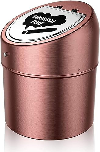 Edelstahl Aschenbecher mit Deckel Rutschfester Tragbar Winddichter Metall Tisch Ascher für Garten Balkon Draußen und Innen Dekoration Geschenk (Rot)
