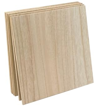 6 Pack MDF Wood Boards 10x10-1/4th inch Thick Wooden Planks, Double Sided Veneered MDF Sheet for Homemade DIY Crafts