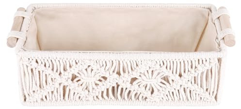 Raucilpy Boho Aufbewahrung Korb Box Handgefertigte Gewebte Dekorative Arbeitsplatte Organizer Makramee KöRbe für Schlafzimmer und Wohnzimmer