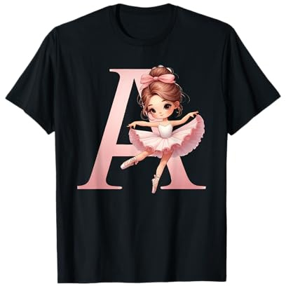 Cute Ballerina Letter A Initial Monogram Ballet Dancer T-Shirt