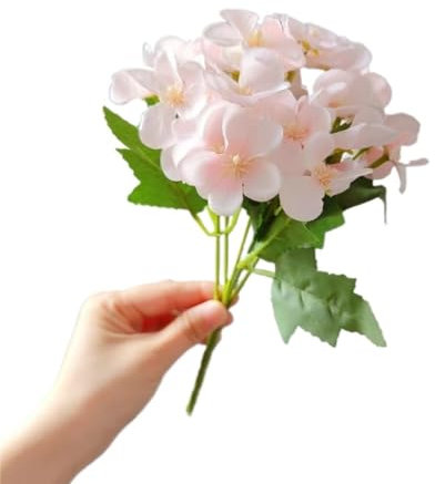 HUFFA 5-Tenedor Begonia Flor Arte Flor Artificial Flor de Seda decoración de Flores Falsas(Light Champagne)