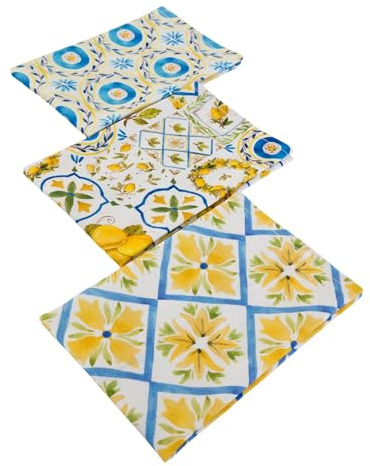 Maisonette Ceramic-Design Küchentücher (40x60 cm, 3er-Pack) - 100% Baumwolle Spüllappen & Geschirrtücher - Digital Bedruckte & Farbenfrohe Handtücher