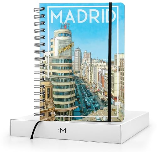 MINIMAL Notizbuch A5, glatt, Hardcover - Notizbuch A5 Madrid - Bullet Journal A5 - Notebook A5 für persönliches Tagebuch, Lettering - Notizblock mit weißen Blättern - schöne Notizbücher aus der