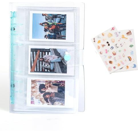 HIYQIN Álbum de fotos transparente Kpop con 120 bolsillos para Fujifilm Instax Mini Film 13/41/12/11/90/8/7/SE/99, para Polaroid Snap/Kodak Mini Photo Book con calcomanías - azul transparente