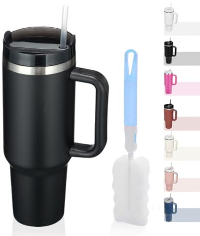 IFJA 40oz Tumbler with Straw and Handle – Premium Insulated Stainless Steel Travel Mug (1.2L) – Leakproof, BPA-Free, Dishwasher Safe – Keeps Drinks Hot 8H / Cold 12H – Bonus Cleaning Brush