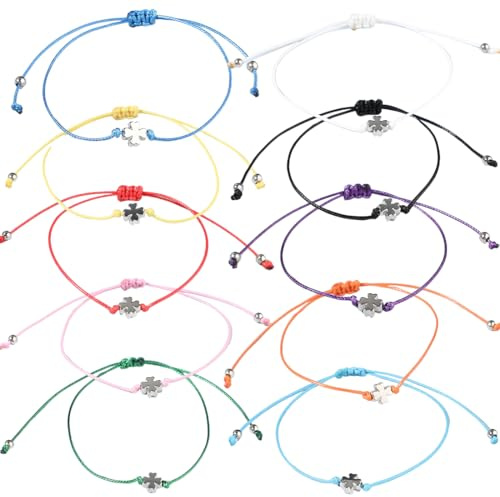 GGUFAY 10 pulseras de la amistad con trébol de cuatro hojas, pulseras de hilo, pulseras de la suerte, tamaño ajustable, ideales para festivales y regalos de fiesta