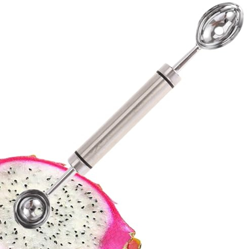 Ahuuen Cuilleur à d'Eau - Double Cuillère Parisienne en Acier Inoxydable pour Pastèque - Cuillère à Boules pour Pitaya Kiwi Tomates - Pour Préparation de Fruits et Légumes