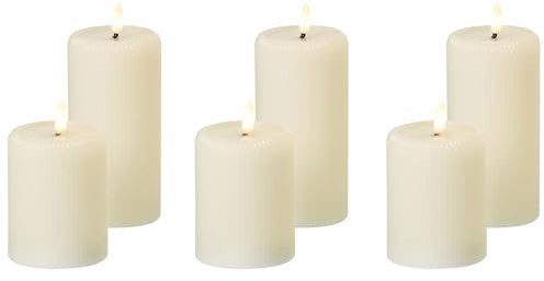 Lot de 6 Décorations d'Intérieur de Noël LED Bougies en Paraffine Blanc Cassé Noisette