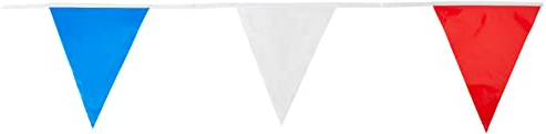 Unique Party 90302 - Guirlande de Fanions - 9,75 m -Couleurs Rouge Blanc et Bleu