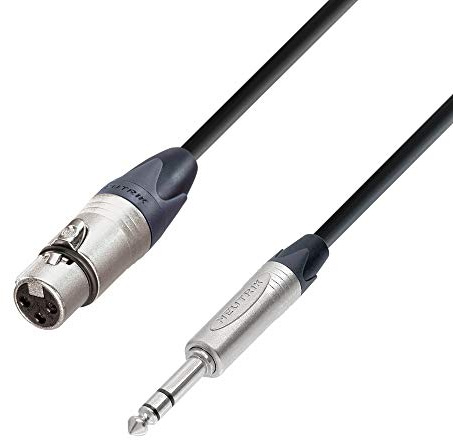 Adam Hall Cables 5 STAR BF V0300 - Symmetrisches Kabel, Neutrik 3-Pol XLR female auf 6,3mm Klinkenstecker stereo, schwarz, 3m