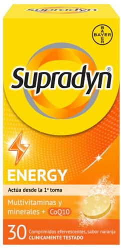 Supradyn Energy Multivitaminas para Todos con Vitaminas, Minerales y Coenzima Q10, Ayuda a Activar y Mantener tu Energía y Reducir el Cansancio, 30 Comprimidos Efervescentes