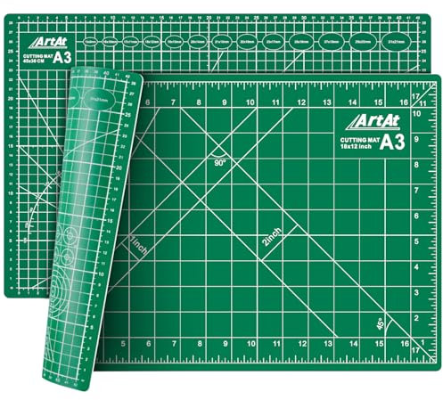 ArtAt Tappetino da taglio autorigenerante: 30,5 x 45,7 cm, verde, double face, antiscivolo, a 5 strati, in PVC, resistente, per cucito artigianale, tappetino A3 per taglierina rotativa, da utilizzare