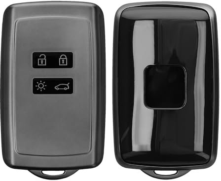 kwmobile Autoschlüssel Hülle kompatibel mit Renault 4-Tasten Smartkey Autoschlüssel (nur Keyless Go) - Schlüsselhülle Silikon Cover - Schwarz matt Schwarz