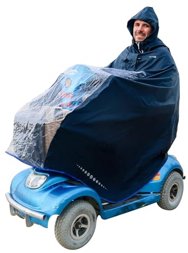 GOTITA Vattentät poncho för elektrisk rullstol/skoter - regnjacka för elektrisk rullstol - italiensk design - elektrisk storlek/skoter XL (marinblå)