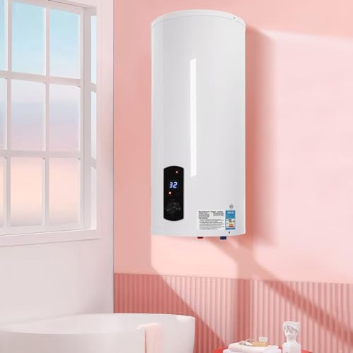 KEESUNG Chauffe-eau électrique 2 kW - Montage mural - Chauffe-eau instantané - Chauffe-eau électrique - Stockage suspendu - Blanc - 60 l