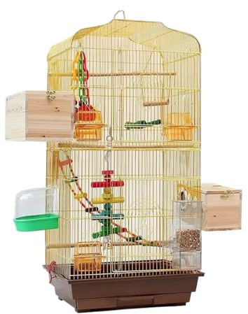 NESPIQ Vogelvoliere Vogelkäfig Retro-Vogelkäfige, Großer Vogelkäfig, Quadratisch, Gold, Tragbar, Langlebig, Vogelhäuschen, Träger Für Zuhause Vogelhaus Papageienkäfig