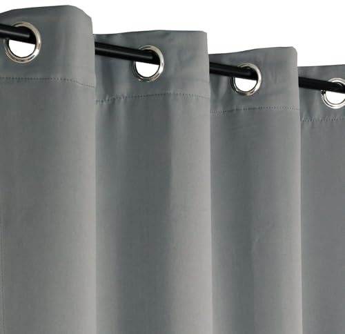 Atout Ciel - Cortina Opaca con Ojales Lista para Colocar, 135 x 240 cm, Color Gris