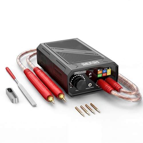 SEESII 10KW Battery Spot Welder: Cordless Spot Welding Equipment, Color LCD Display, 25 Adjustable Gears, Auto/Foot Pedal Control, for Battery Packs DIY & Repair | Cordless Welding Equipment, Color LCD Display, Auto/Foot Pedal Control, 25 Adjustable Gears, for Battery Packs DIY & Repair