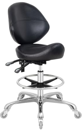 Nolasalon Saddle Stool Chair with Wheels,Ergonomic Swivel Rolling Height Adjustable for Salon Beauty Clinic Dentist Tattoo Home Office