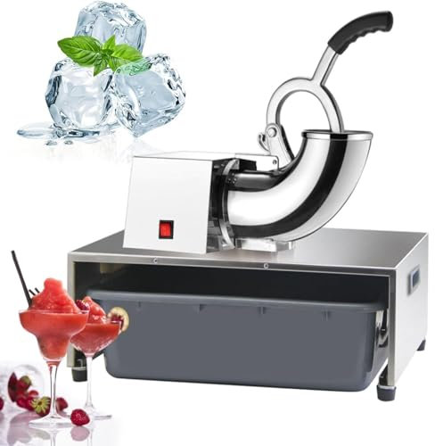 FLNOZAMZ Summer Snow Cone Machine,Commercial Shaved Ice Machine,Electric Stainless Steel Ice Crusher with Safety On/Off Switch,Suitable for Party Activities