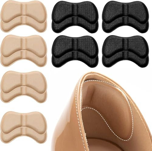 8 Paires Coussinets de Talon épais pour Chaussure,Auto-adhésif Protege Talon Chaussure, pour Empêche Frottements et Ampoules,Protection Chaussure Homme et Femme (Beige+Noir)