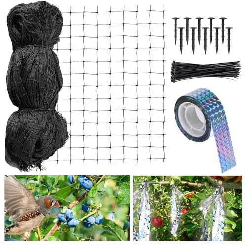 KBIBCK Filet Anti Oiseaux 7.5m X 15m, Filet Protection Oiseaux Noir, Filets Anti Pigeon, pour Protéger Potagers Fruits Contre Dommages, Maille de 5x5 cm