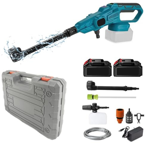 Batteridriven högtryckstvätt, 80 BAR för 18 V batteri bärbar högtryckstvätt med 6-IN-1 munstycke, borstlös motor, 380 l/H (6,3 l/min), för bil, gräsmatta