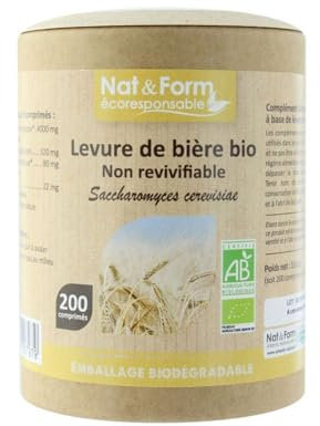 LEVURE DE BIERE NON REVIVIFIABLE BIO 200 comprimés Nat&Form