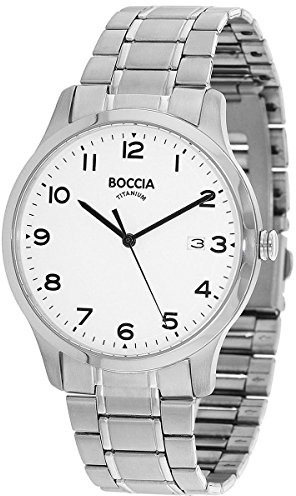 Boccia Herren Analog Quarz Uhr mit Titan Armband 3620-01